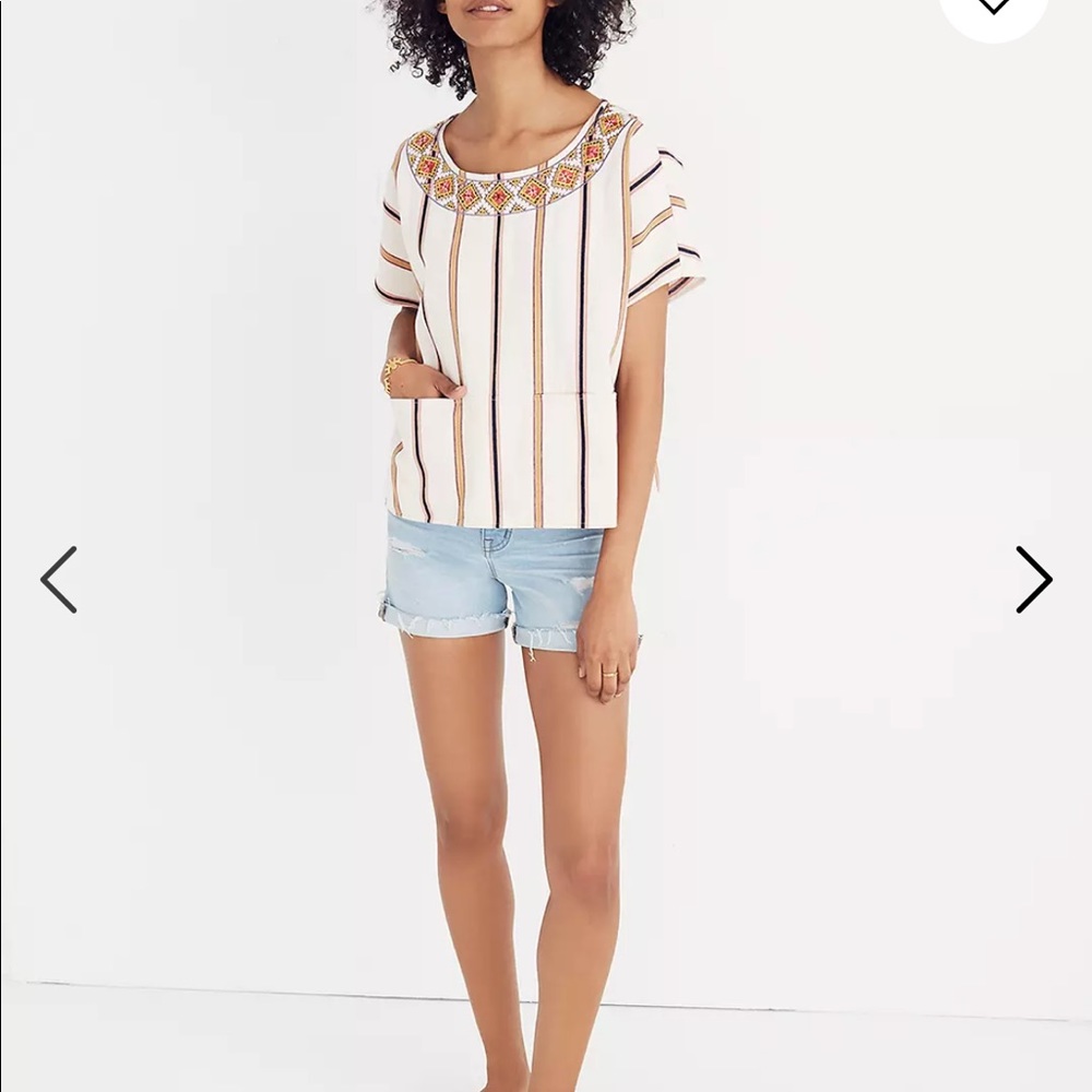 Madewell Embroidered Boxy Top in Rocco Stripe